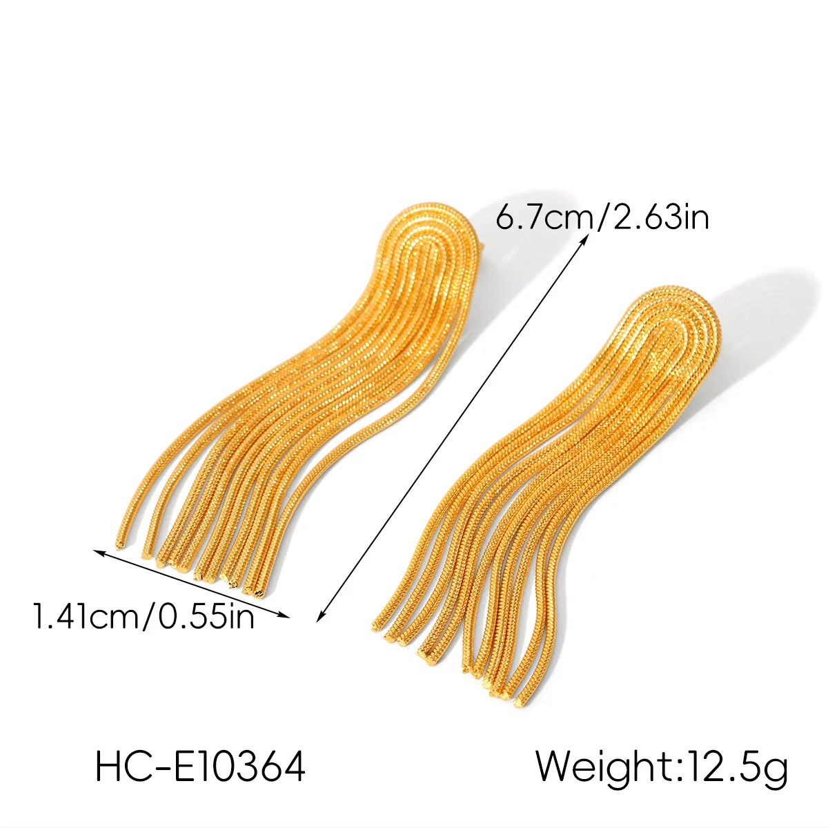 Wholesale Women's Geometric Stainless Steel 18K Gold Electroplated Tassel Long Earrings Jewelry - Image 5