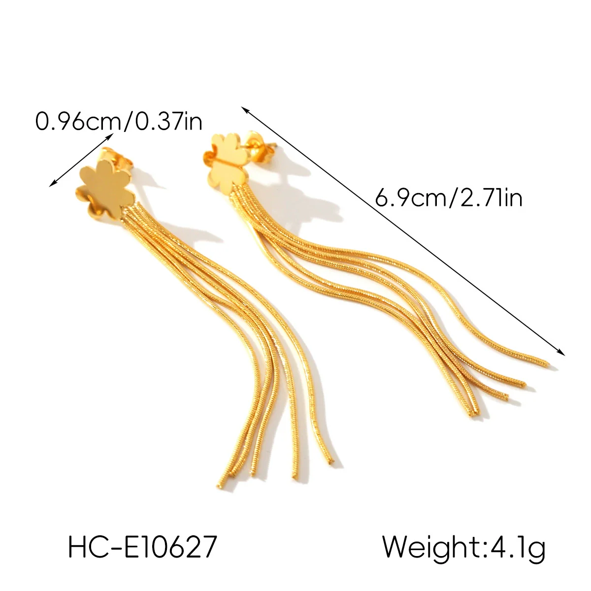 Wholesale Women's Geometric Stainless Steel 18K Gold Electroplated Tassel Long Earrings Jewelry - Image 8