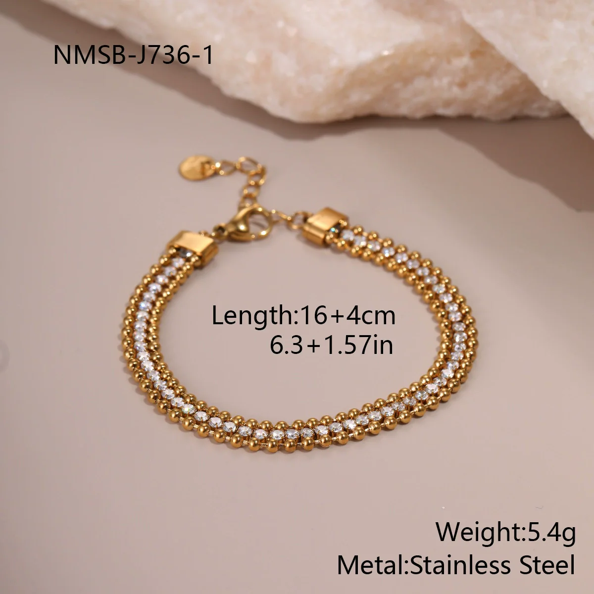 Wholesale Women's Geometric Stainless Steel 18K Gold Plated Bracelet Normcore Design Hand Jewelry - Image 6