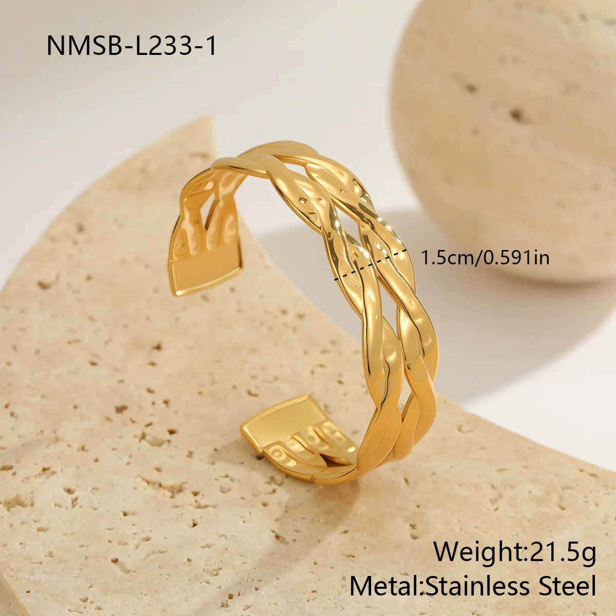 Wholesale Women's Geometric Stainless Steel 18K Gold Plated Fashion Bracelet - Image 8