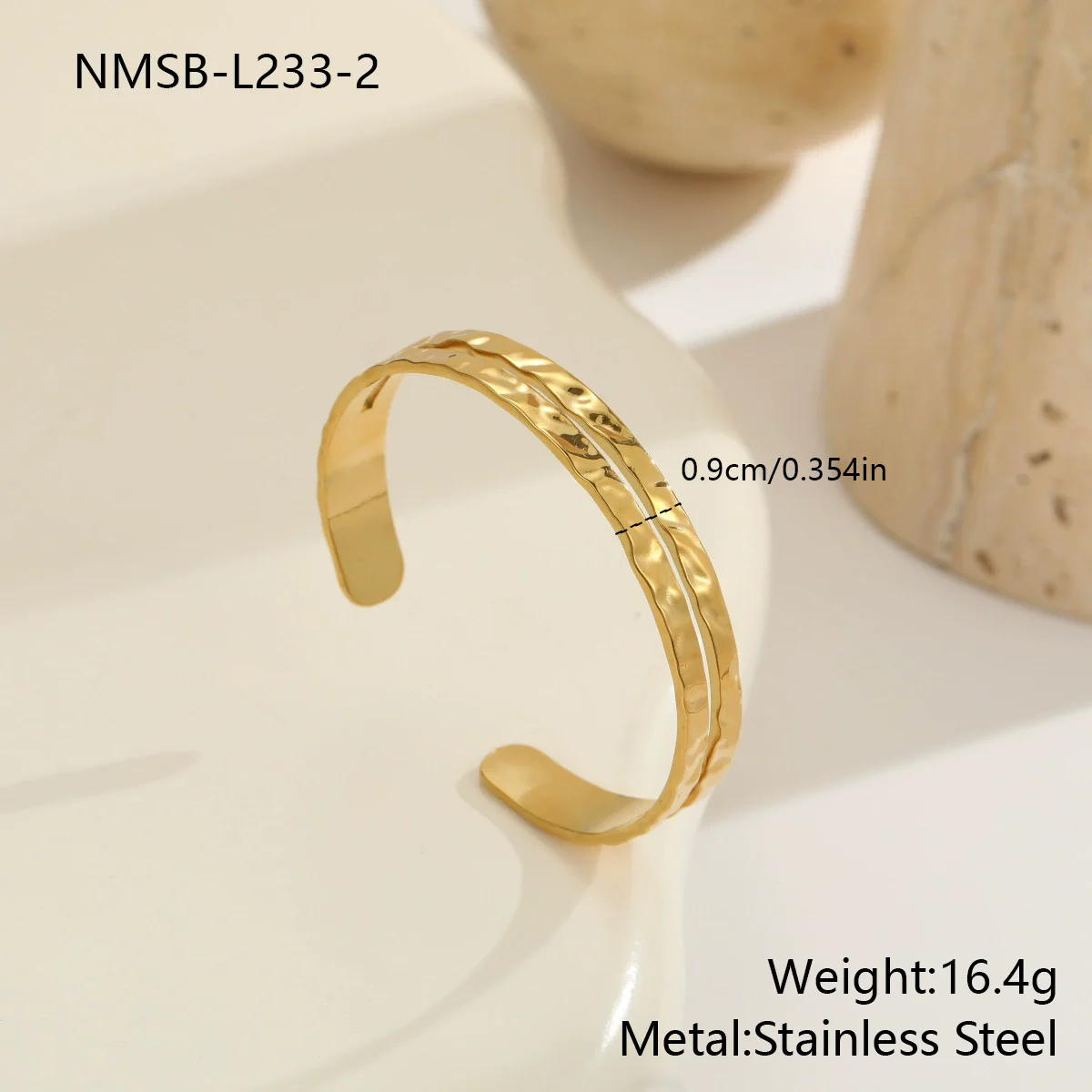 Wholesale Women's Geometric Stainless Steel 18K Gold Plated Fashion Bracelet - Image 9