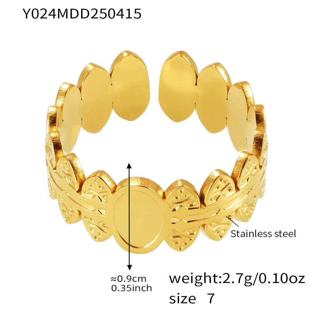 Wholesale Women's Geometric Stainless Steel 18K Gold Plated Finger Ring - Image 10