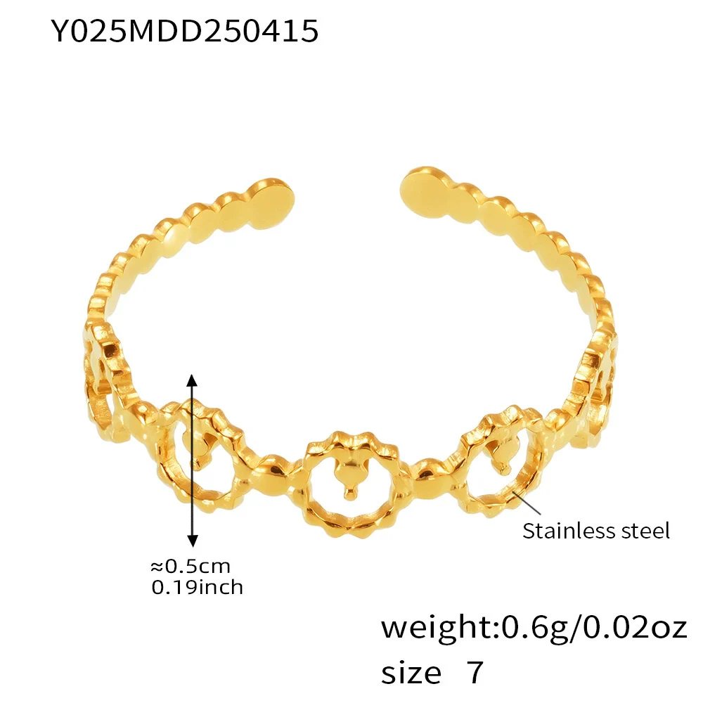 Wholesale Women's Geometric Stainless Steel 18K Gold Plated Finger Ring - Image 11