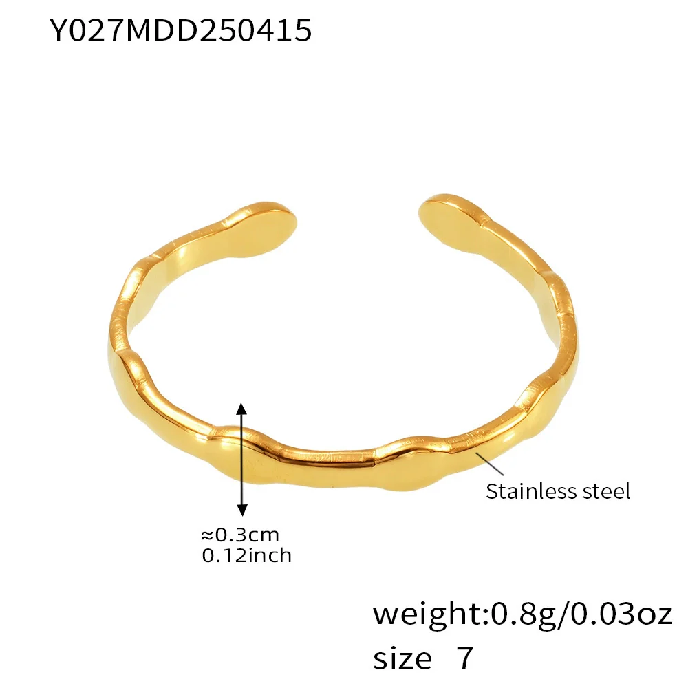 Wholesale Women's Geometric Stainless Steel 18K Gold Plated Finger Ring - Image 13