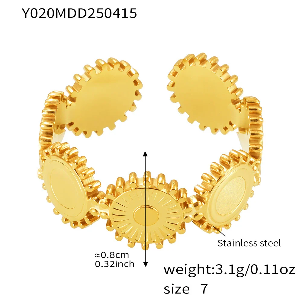 Wholesale Women's Geometric Stainless Steel 18K Gold Plated Finger Ring - Image 6