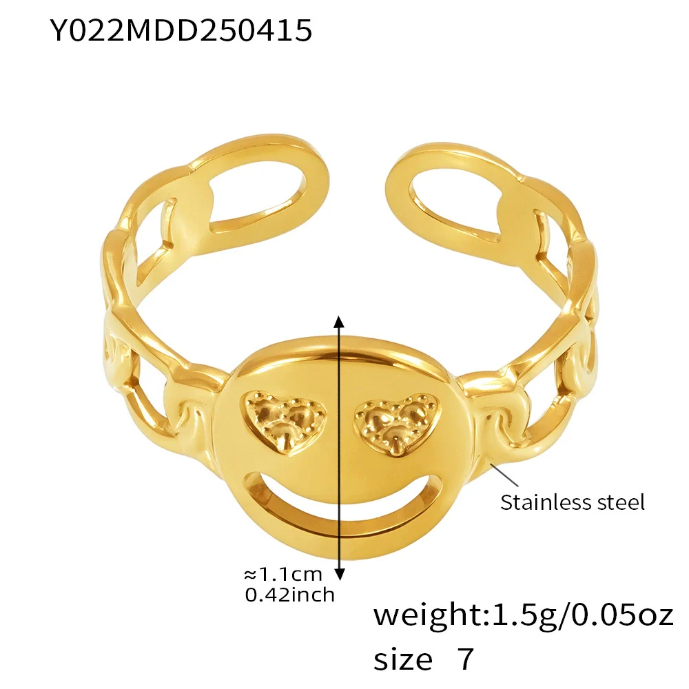 Wholesale Women's Geometric Stainless Steel 18K Gold Plated Finger Ring - Image 8
