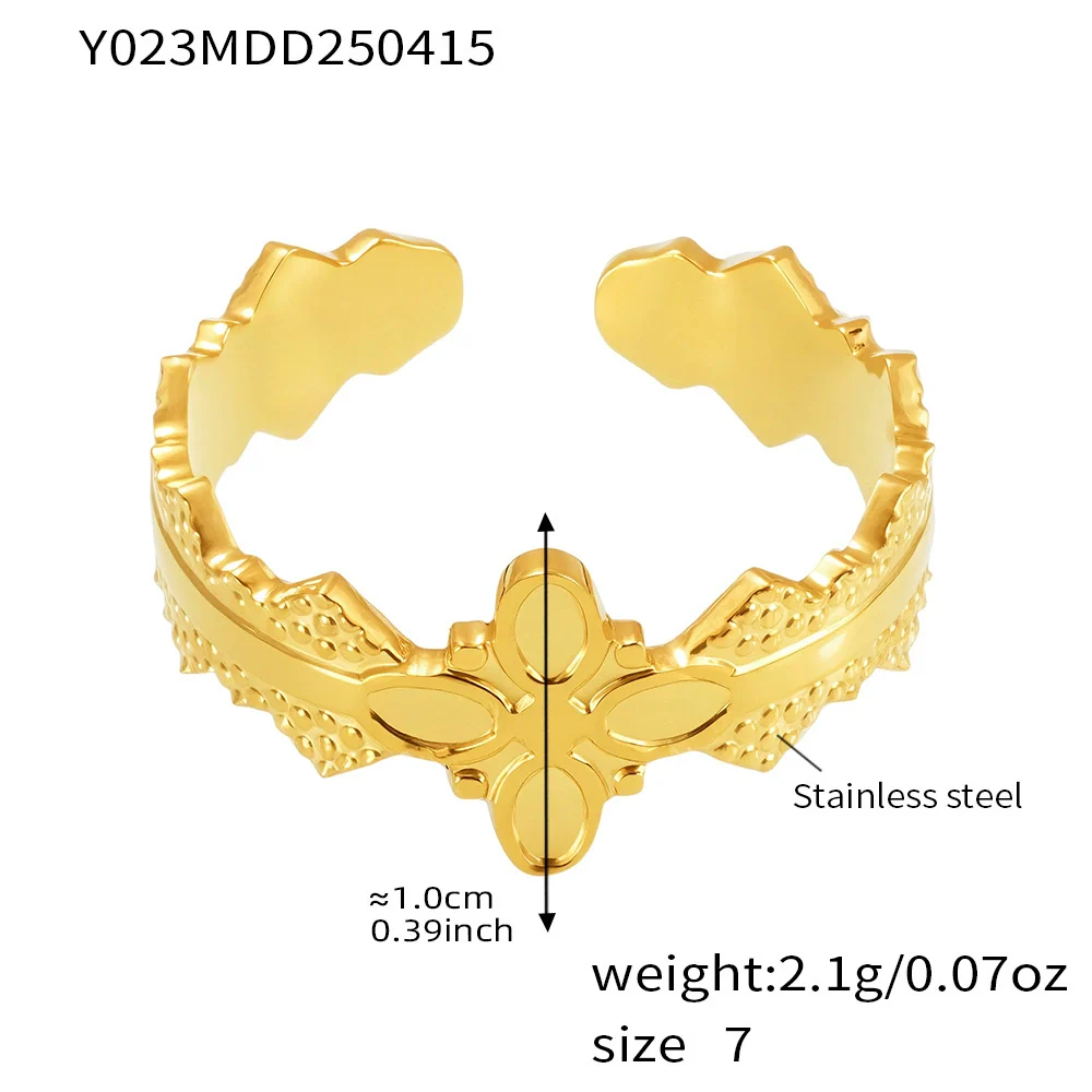 Wholesale Women's Geometric Stainless Steel 18K Gold Plated Finger Ring - Image 9