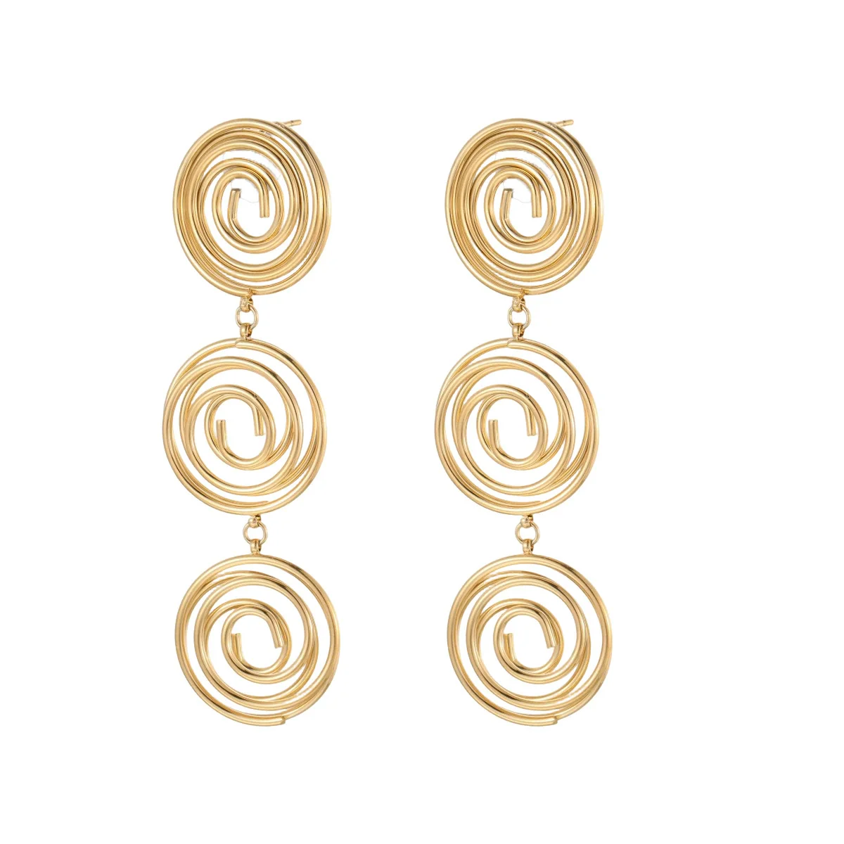 Wholesale Women's Geometric Stainless Steel 18K Gold Plated Hollow Circle Mosquito Coil Earrings - Image 5