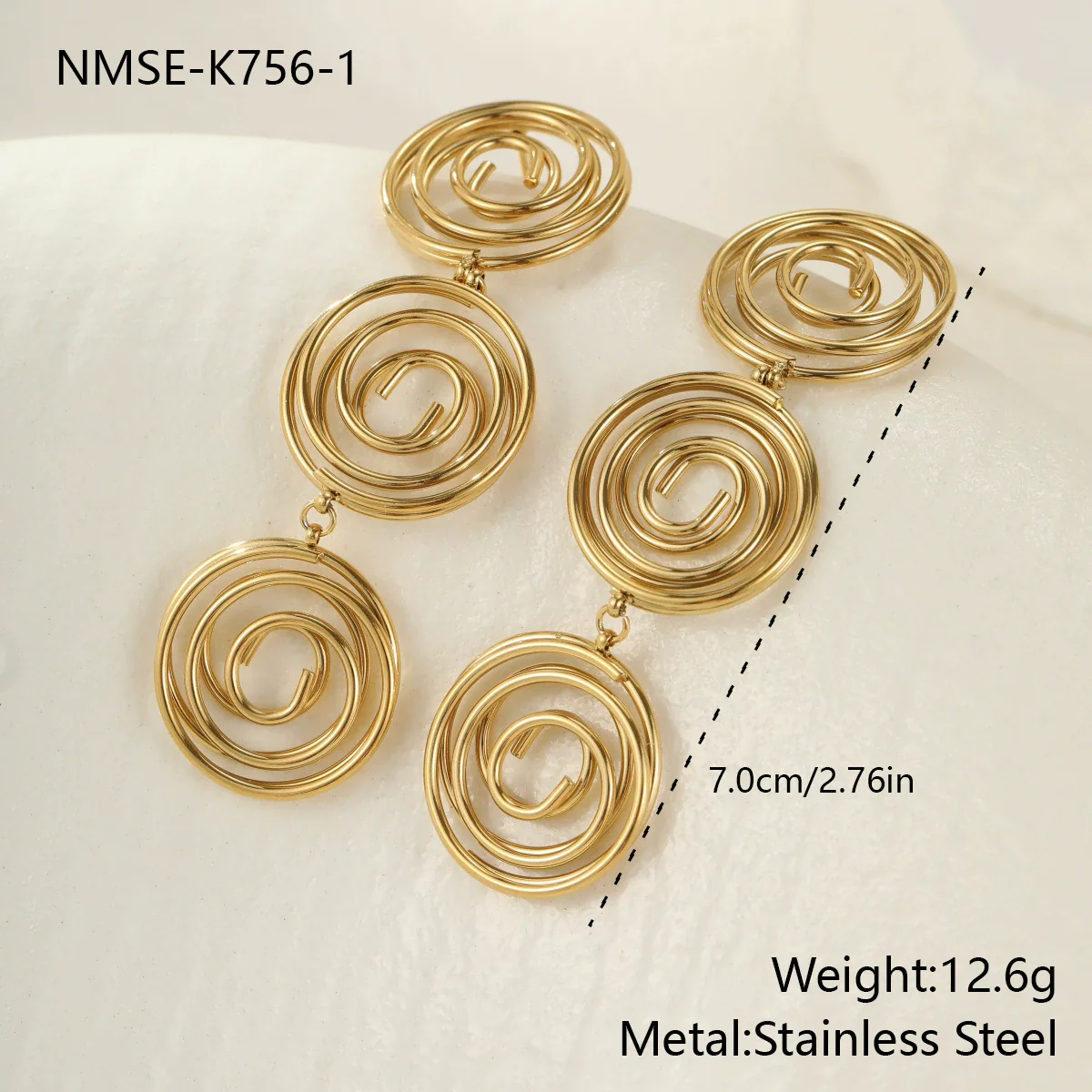 Wholesale Women's Geometric Stainless Steel 18K Gold Plated Hollow Circle Mosquito Coil Earrings - Image 6