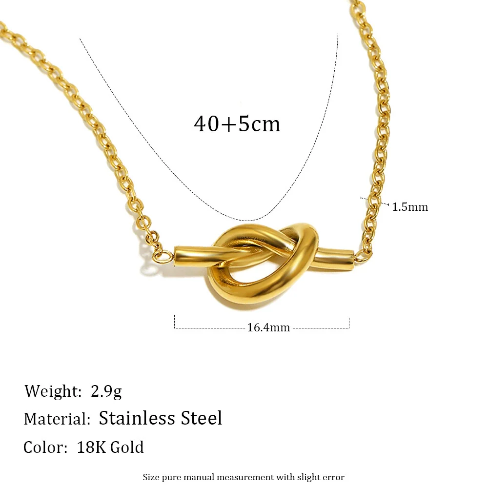 Wholesale Women's Geometric Stainless Steel 18K Gold Plated Knotted Pendant Necklace Light Luxury Style - Image 2