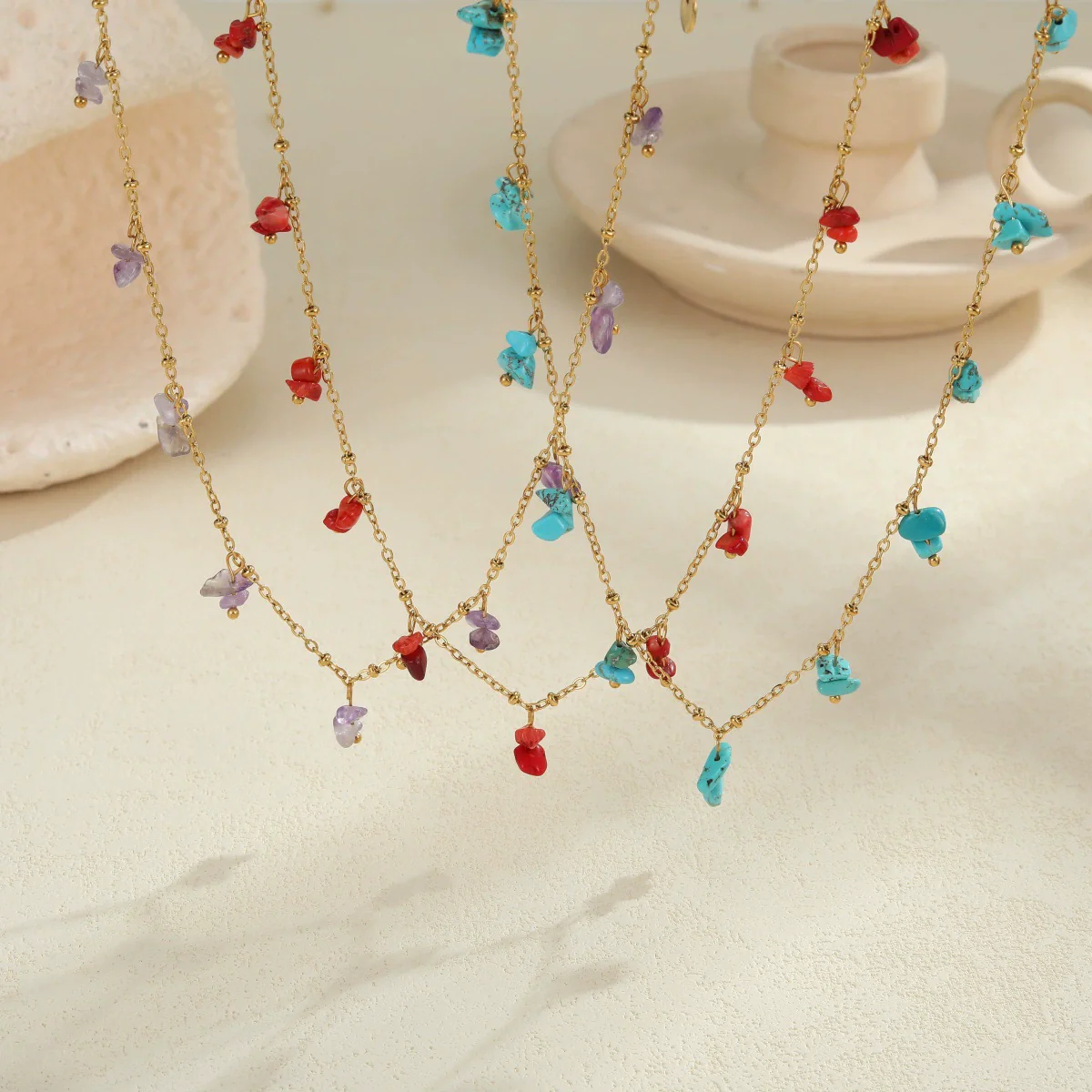 Wholesale Women's Geometric Stainless Steel 18K Gold Plated Necklace Jewelry - Image 2