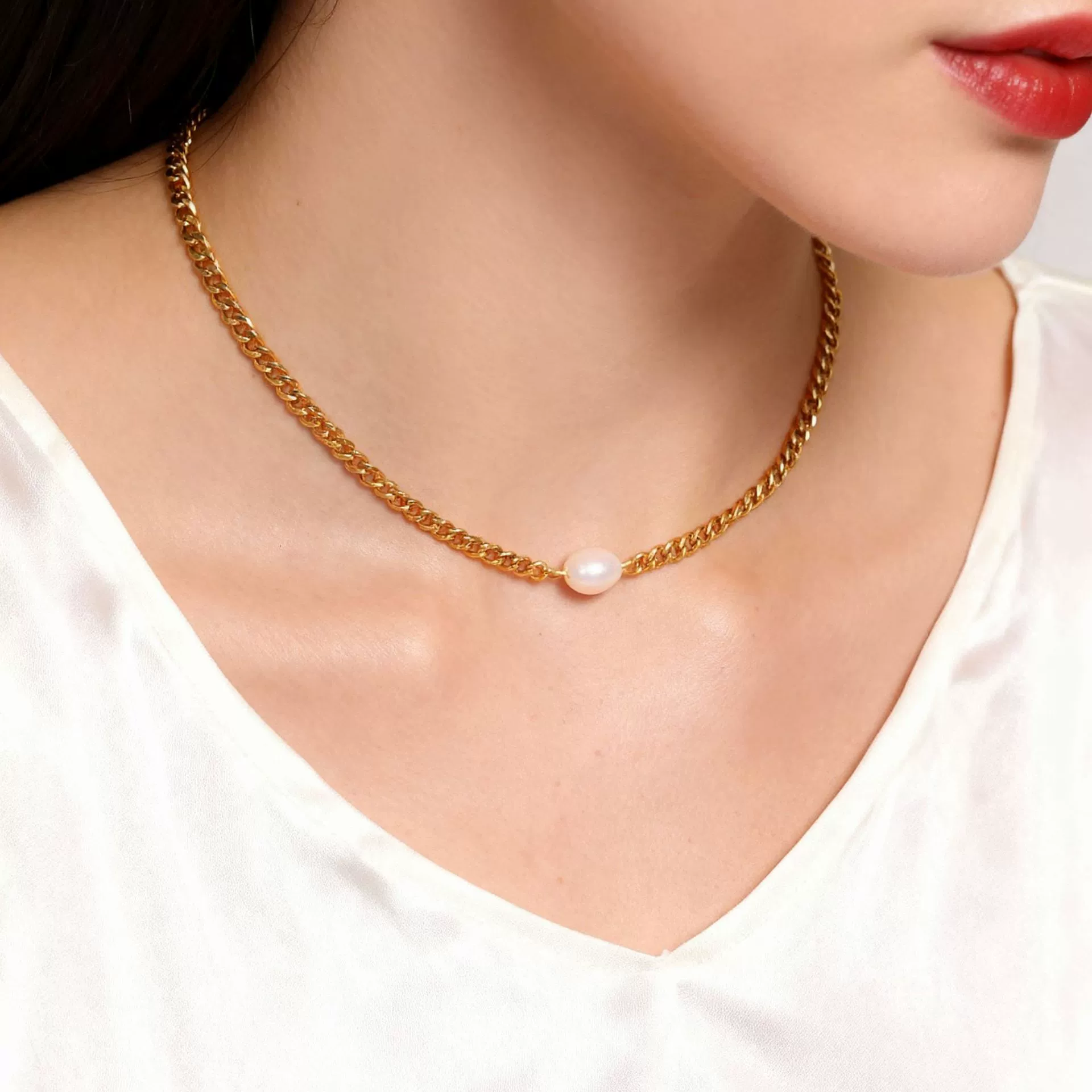 Wholesale Women's Geometric Stainless Steel 18K Gold Plated Necklace Jewelry - Image 3