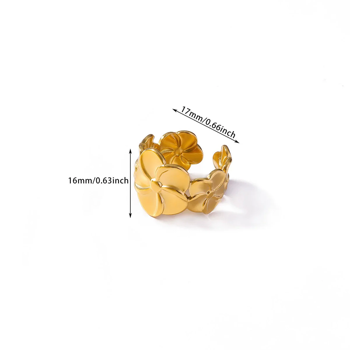 Wholesale Women's Geometric Stainless Steel 18K Gold Plated Ring Hand Jewelry - Image 12