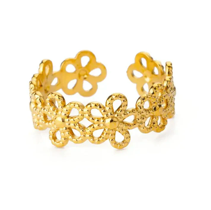 Wholesale Women's Geometric Stainless Steel 18K Gold Plated Ring Hand Jewelry - Image 13
