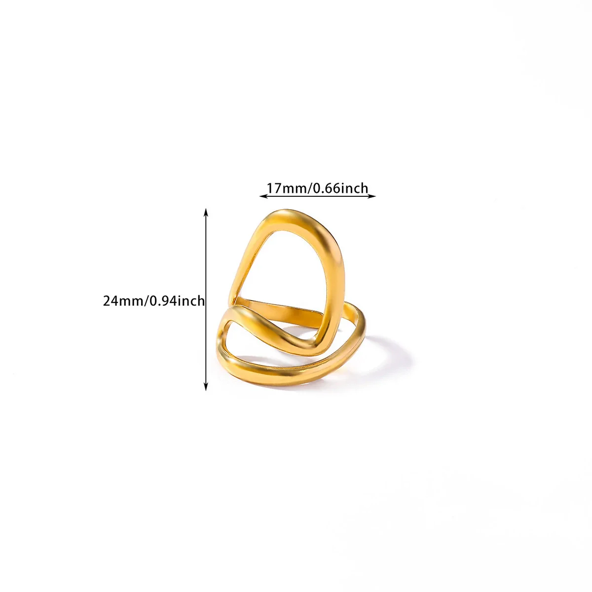 Wholesale Women's Geometric Stainless Steel 18K Gold Plated Ring Hand Jewelry - Image 9
