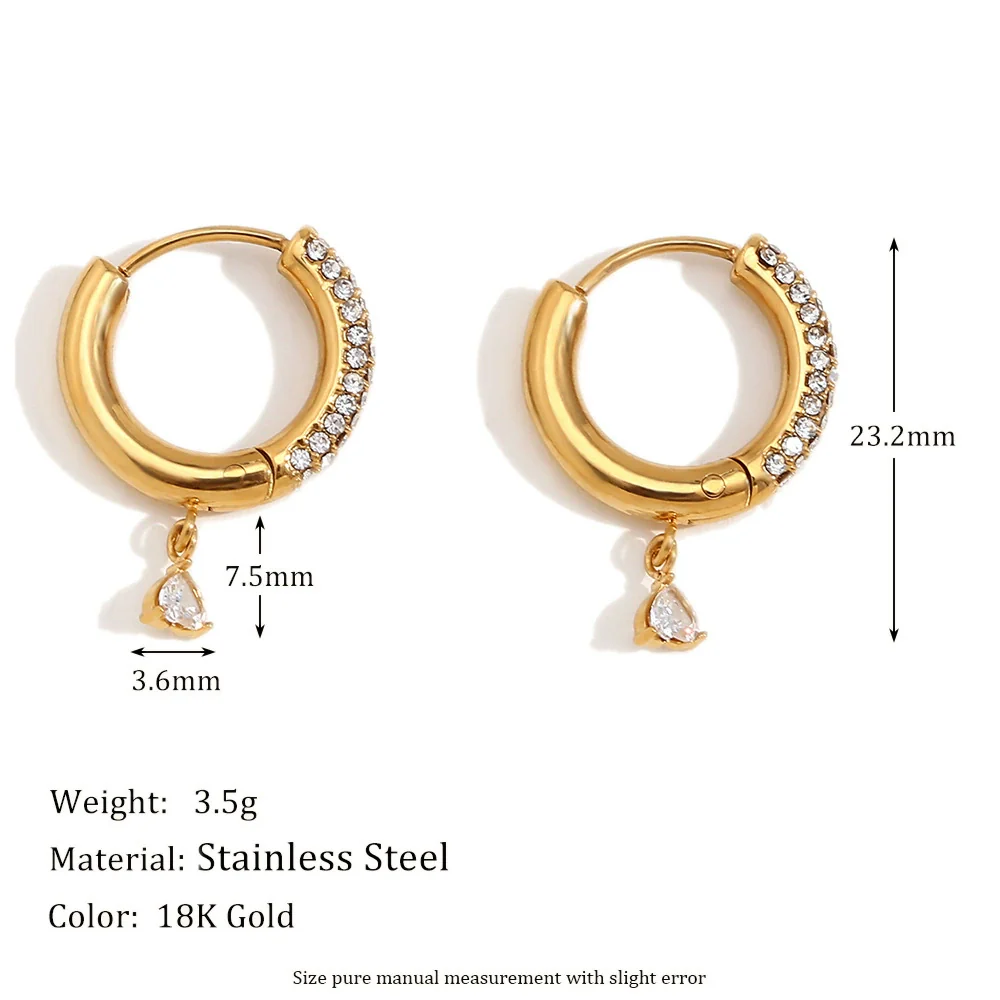 Wholesale Women's Geometric Stainless Steel 18K Gold Plated Small Love Pendant Half Drill Earrings - Image 2