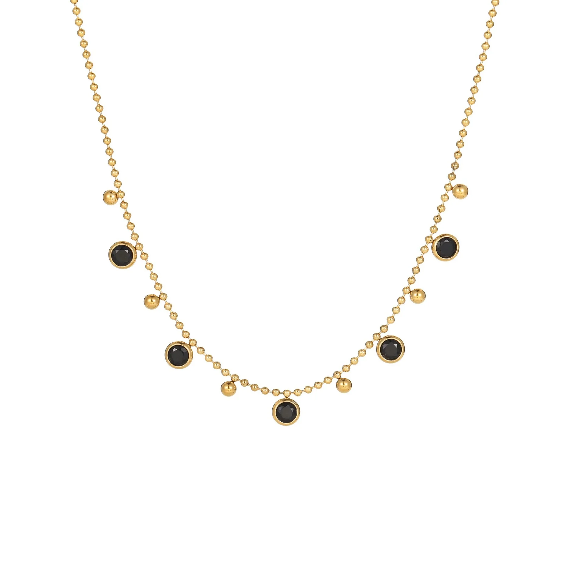 Wholesale Women's Geometric Stainless Steel 18K Gold Plated Tassel Zircon Necklace Fashion Jewelry - Image 5