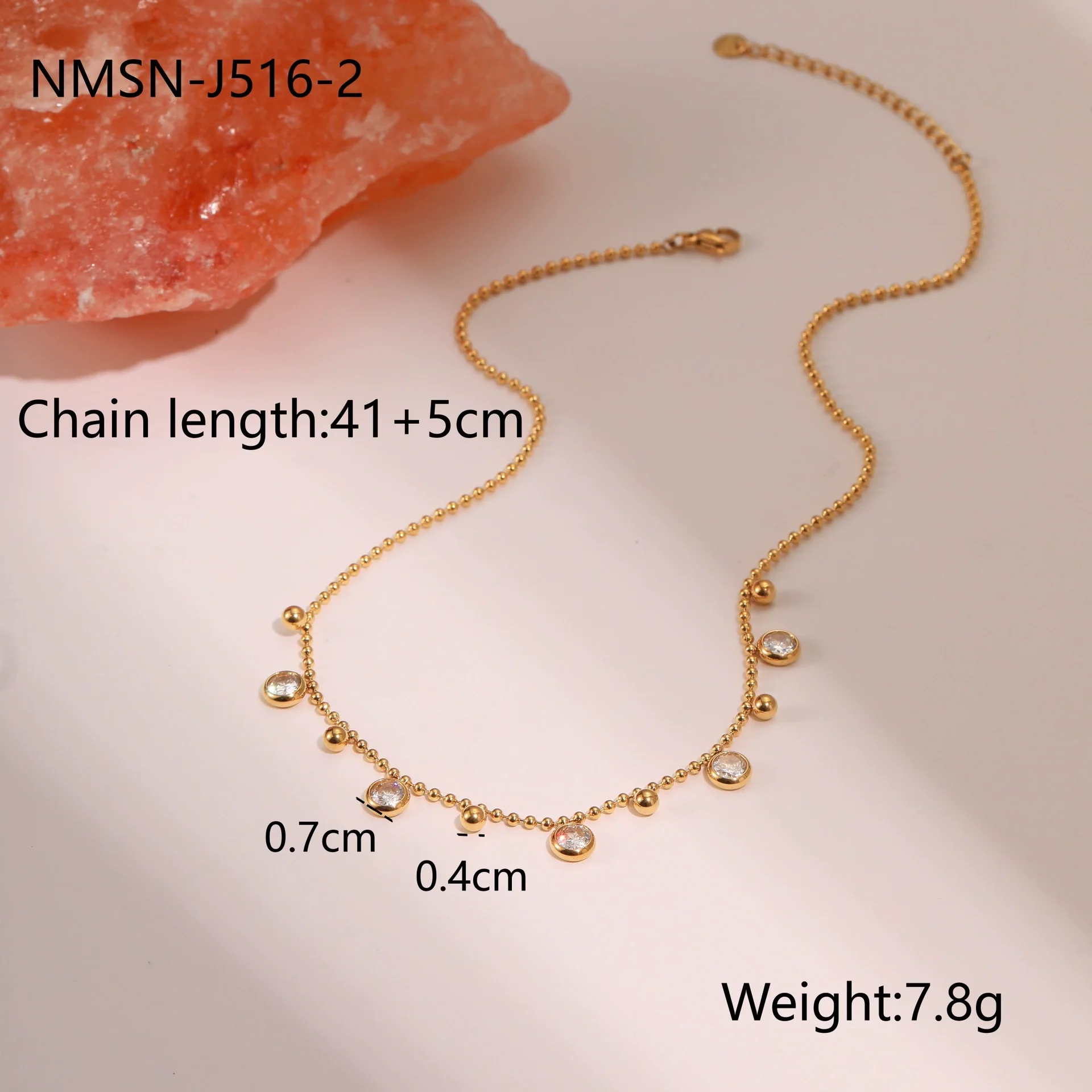 Wholesale Women's Geometric Stainless Steel 18K Gold Plated Tassel Zircon Necklace Fashion Jewelry - Image 7