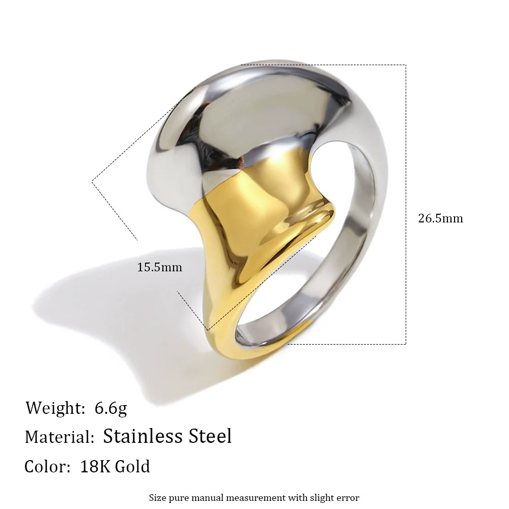 Wholesale Women's Geometric Stainless Steel 18K Gold Plated Twisted Symmetrical Ring Light Luxury Style - Image 2