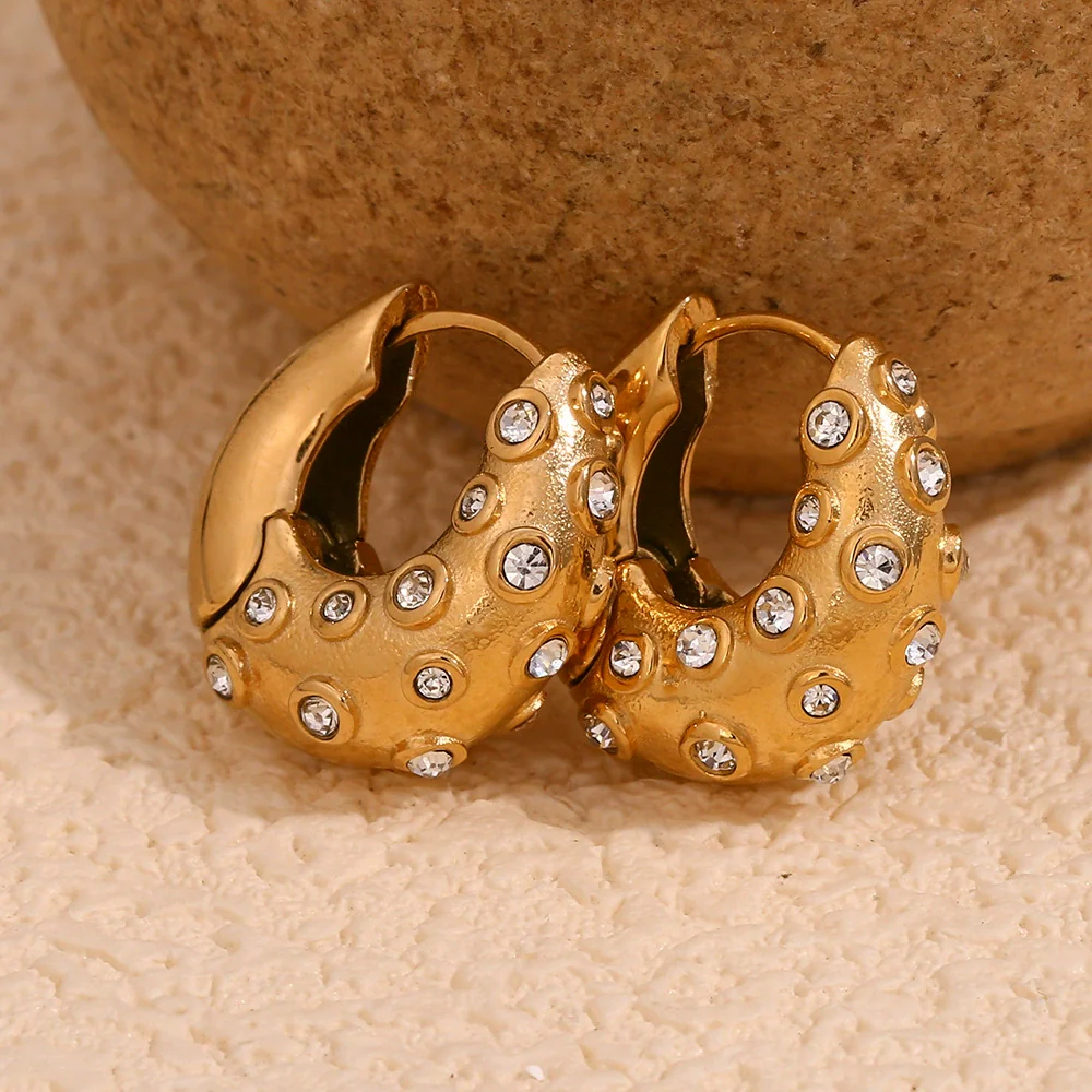 Wholesale Women's Geometric Stainless Steel 18K Gold Plated Vintage Irregular Mini Ear Buckle Earrings