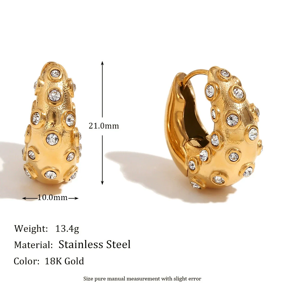 Wholesale Women's Geometric Stainless Steel 18K Gold Plated Vintage Irregular Mini Ear Buckle Earrings - Image 2