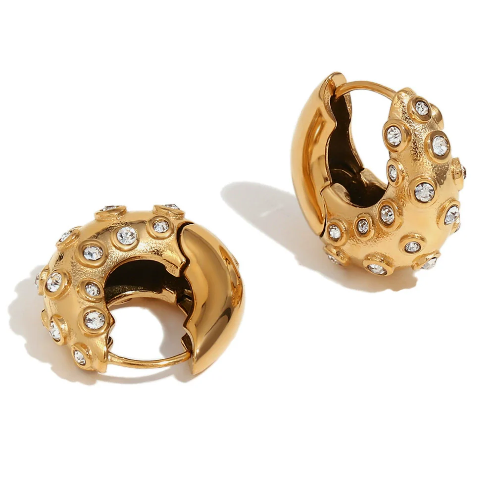 Wholesale Women's Geometric Stainless Steel 18K Gold Plated Vintage Irregular Mini Ear Buckle Earrings - Image 5