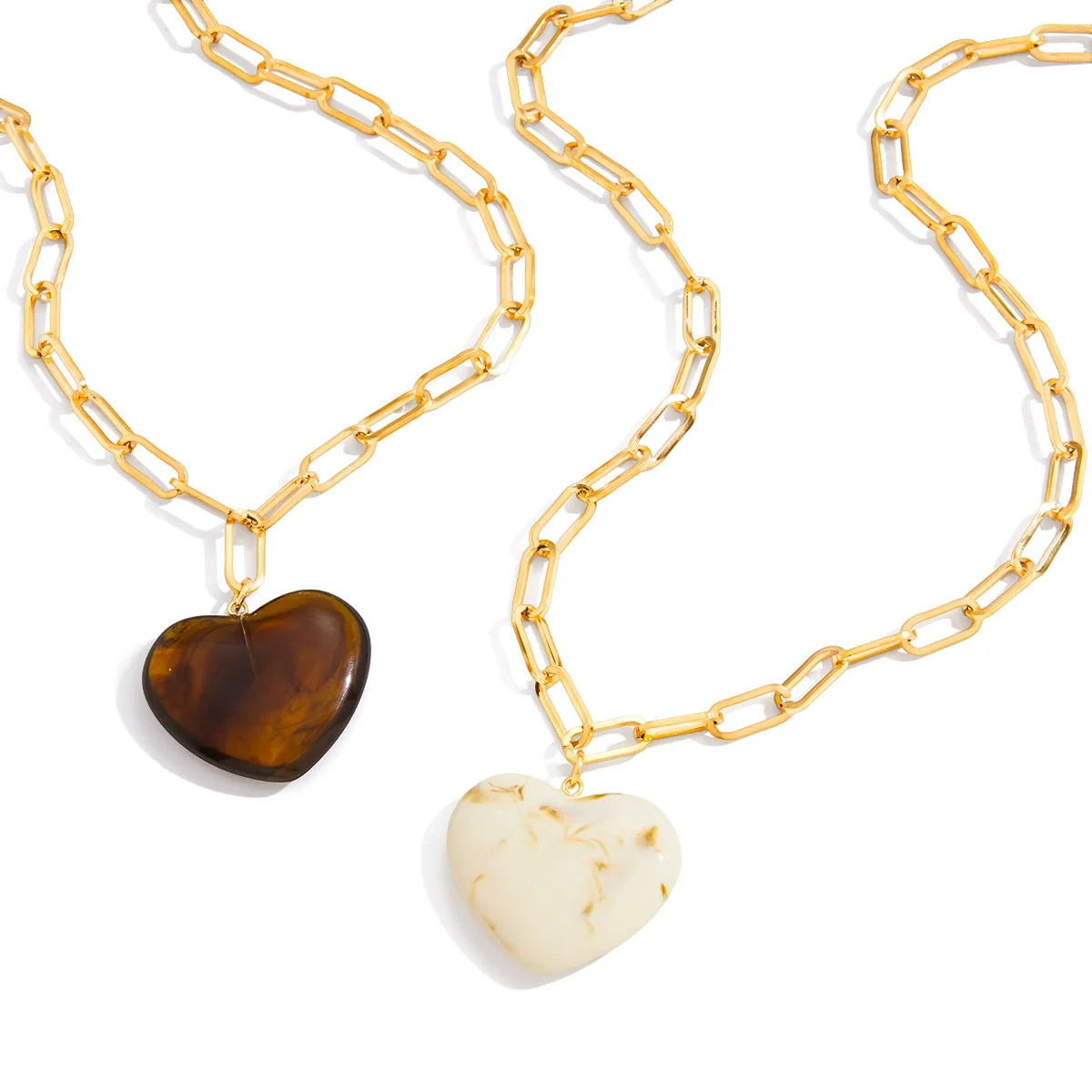 Wholesale Women's Geometric Stainless Steel And Resin Electroplated Pendant Necklace - Image 5