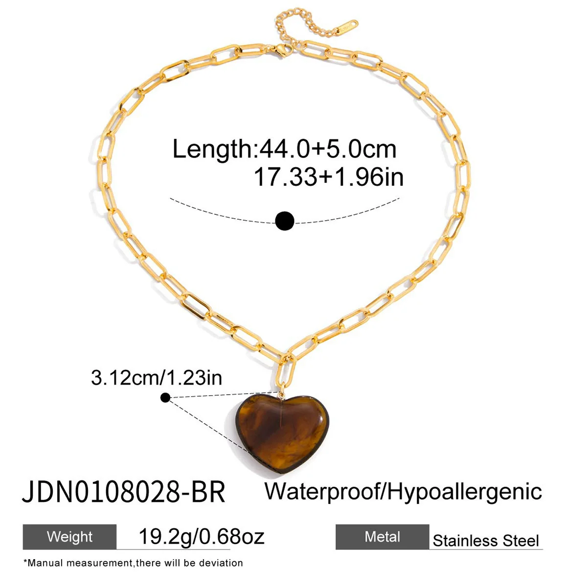 Wholesale Women's Geometric Stainless Steel And Resin Electroplated Pendant Necklace - Image 6