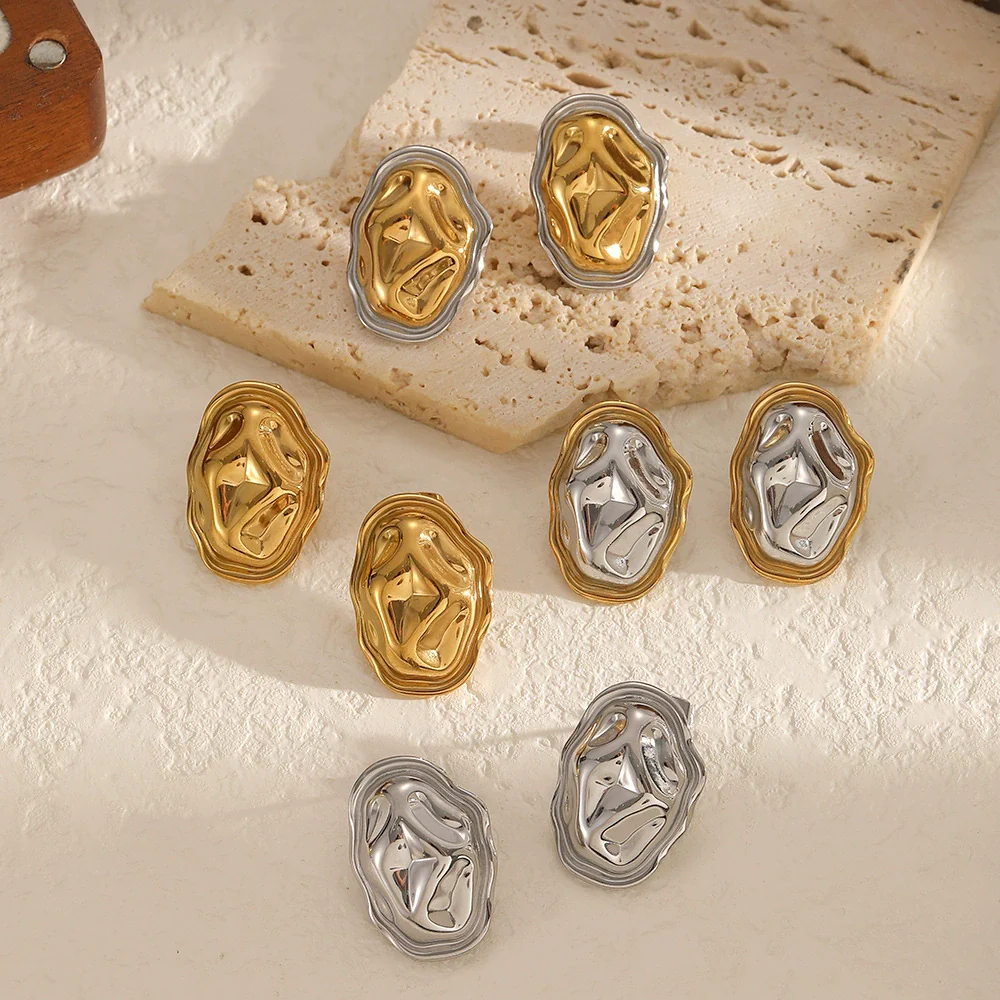 Wholesale Women's Geometric Stainless Steel And Titanium Steel Earrings With Pvd Furnace Vacuum Real Gold Plating - Image 2