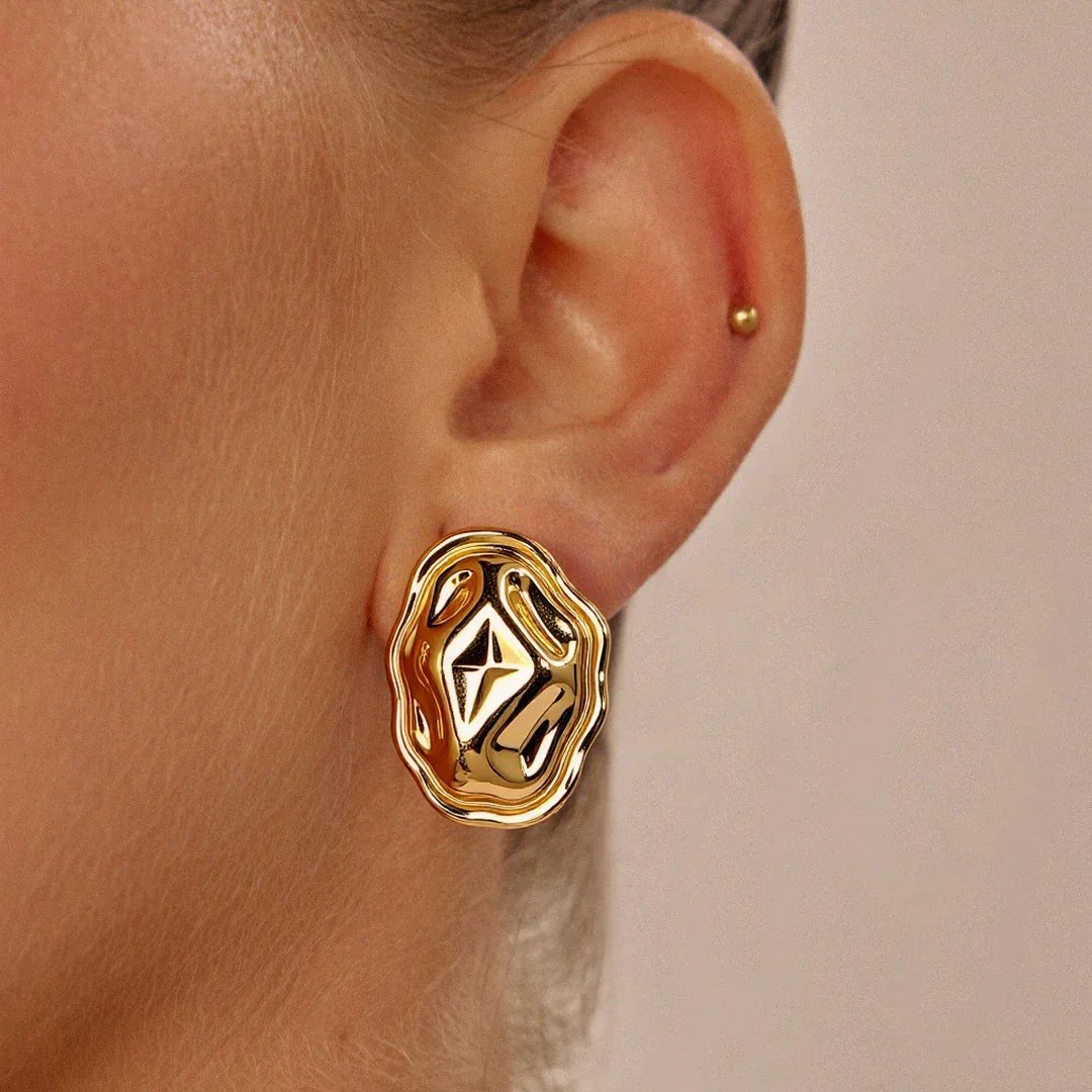 Wholesale Women's Geometric Stainless Steel And Titanium Steel Earrings With Pvd Furnace Vacuum Real Gold Plating - Image 3