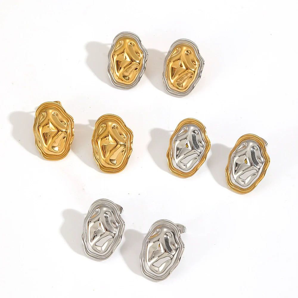 Wholesale Women's Geometric Stainless Steel And Titanium Steel Earrings With Pvd Furnace Vacuum Real Gold Plating - Image 4
