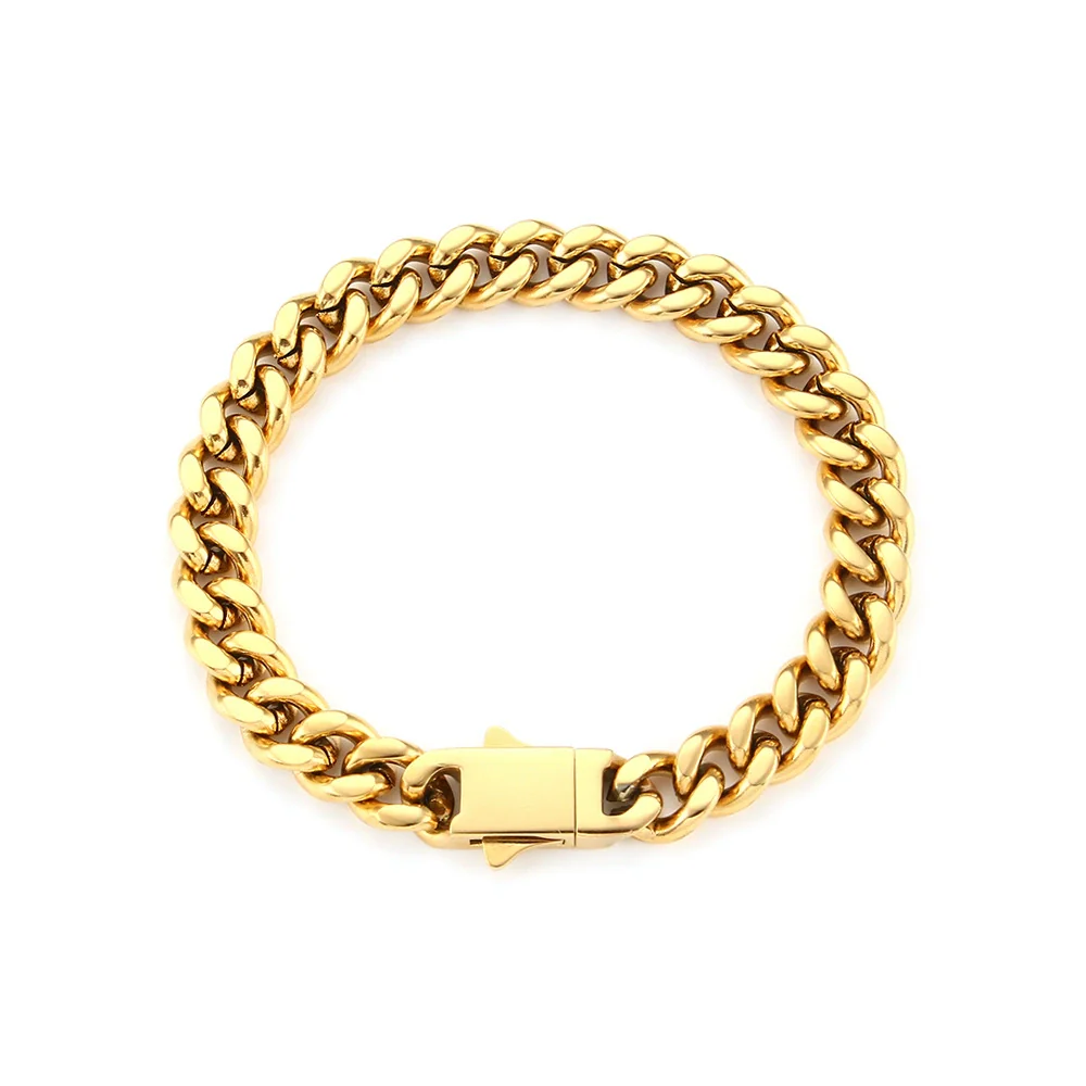 Wholesale Women's Geometric Stainless Steel And Titanium Steel Electroplated Cuban Chain Bracelet And Necklace Combination - Image 6