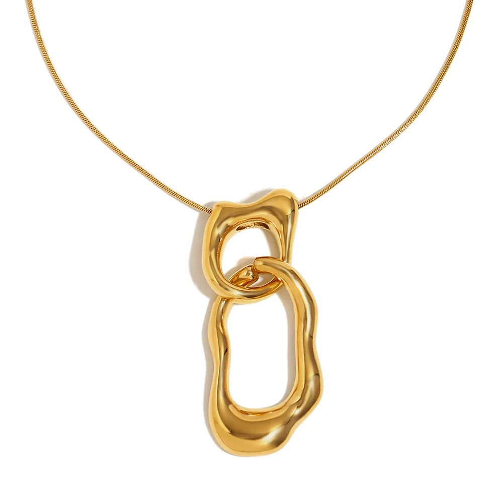Wholesale Women's Geometric Stainless Steel And Titanium Steel Electroplated Ring Pendant Necklace - Image 5