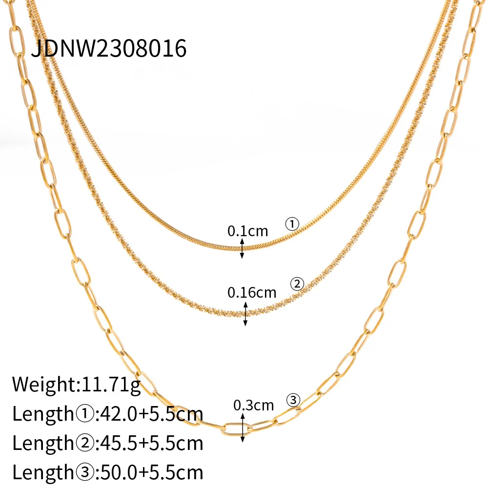 Wholesale Women's Geometric Stainless Steel And Titanium Steel Electroplated Threelayer Stacked Necklace - Image 17
