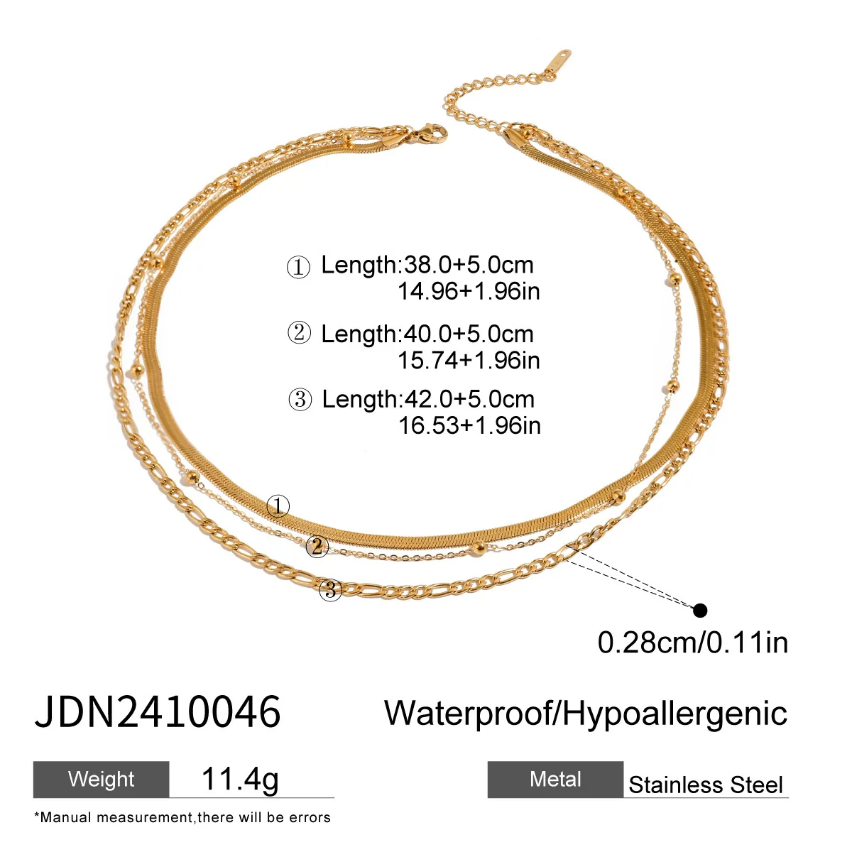 Wholesale Women's Geometric Stainless Steel And Titanium Steel Electroplated Threelayer Stacked Necklace - Image 29