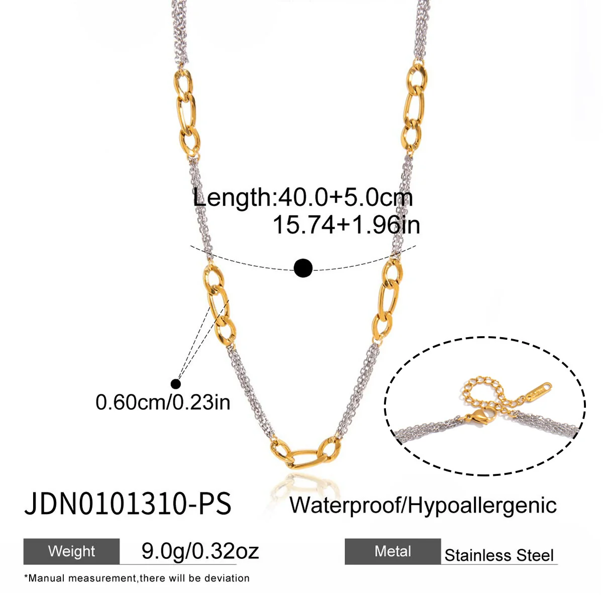 Wholesale Women's Geometric Stainless Steel Chain Necklace With Pvd Furnace Vacuum Real Gold Plating - Image 7