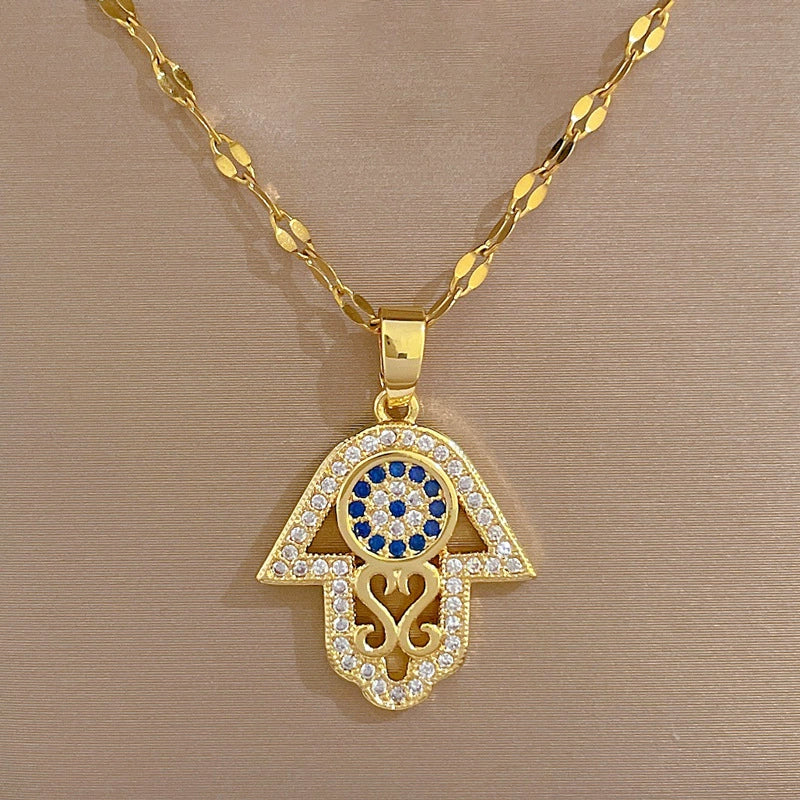 Wholesale Women's Geometric Stainless Steel Copper Electroplated Necklace - Image 4