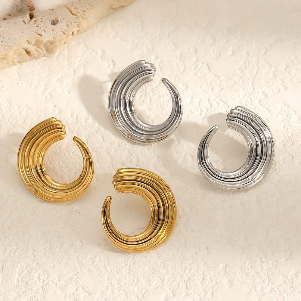 Wholesale Women's Geometric Stainless Steel Earrings With Pvd Furnace Vacuum Real Gold Plating