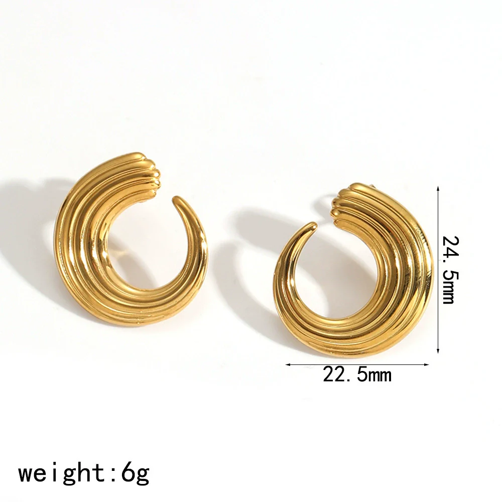 Wholesale Women's Geometric Stainless Steel Earrings With Pvd Furnace Vacuum Real Gold Plating - Image 6