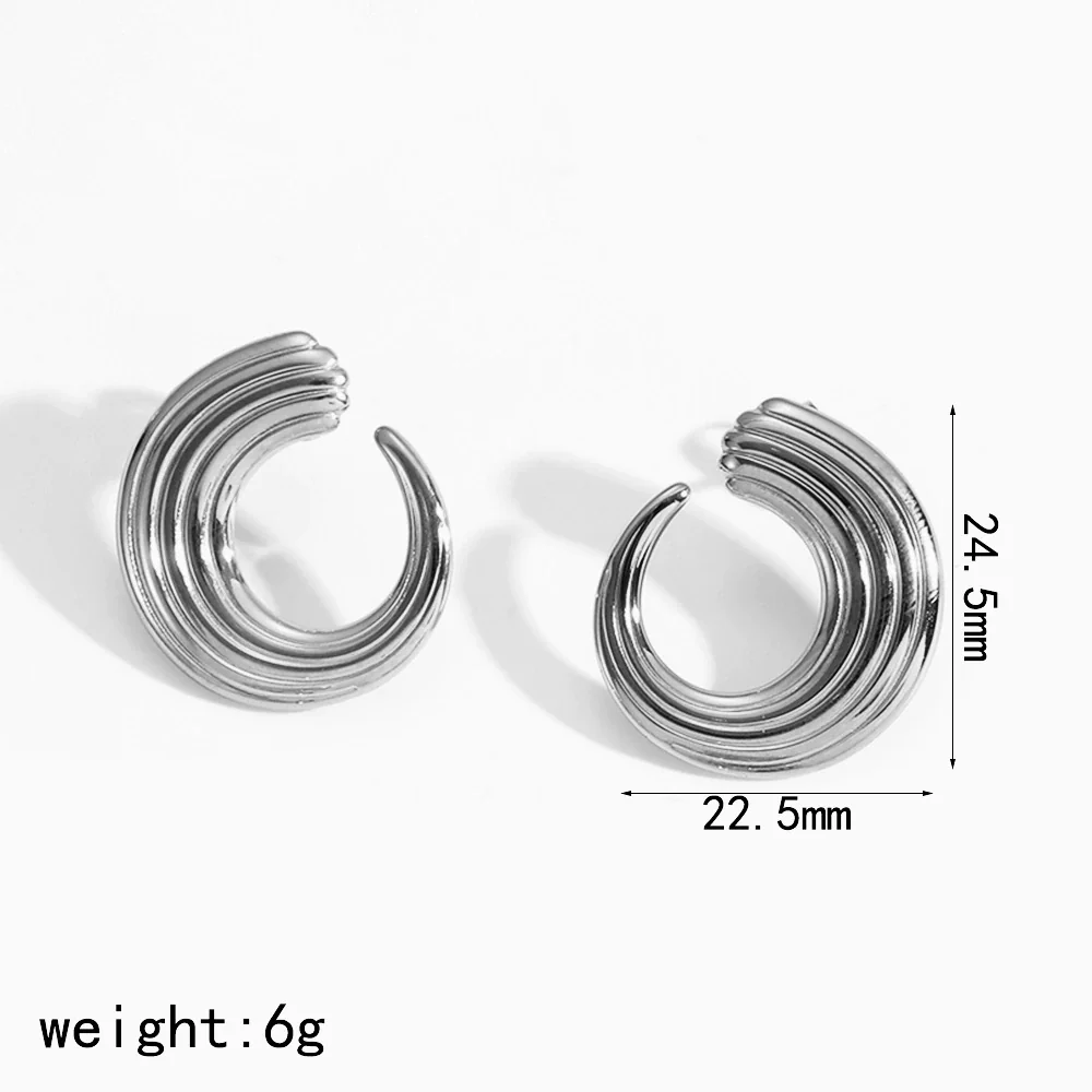Wholesale Women's Geometric Stainless Steel Earrings With Pvd Furnace Vacuum Real Gold Plating - Image 7