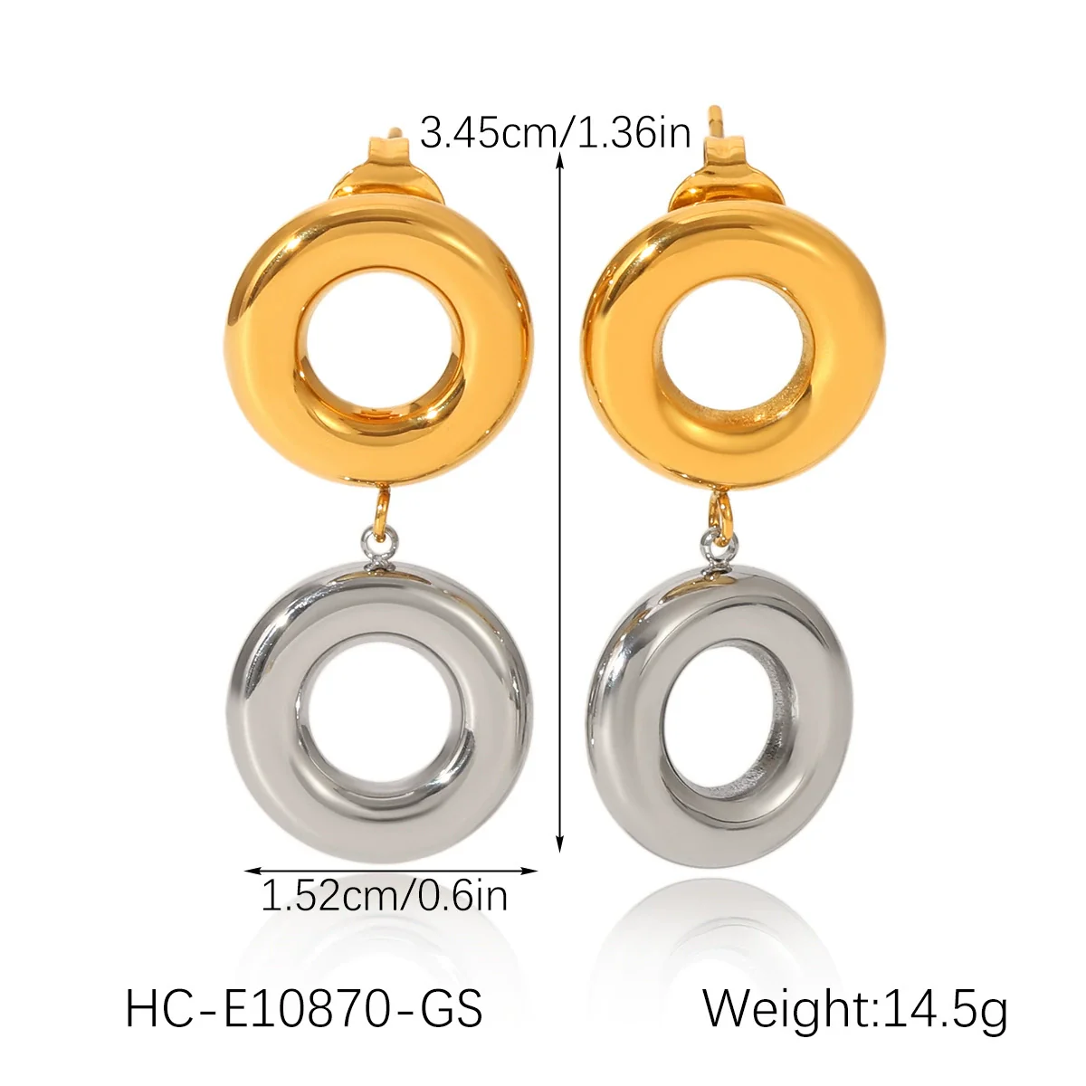 Wholesale Women's Geometric Stainless Steel Earrings With Pvd Furnace Vacuum Real Gold Plating - Image 7