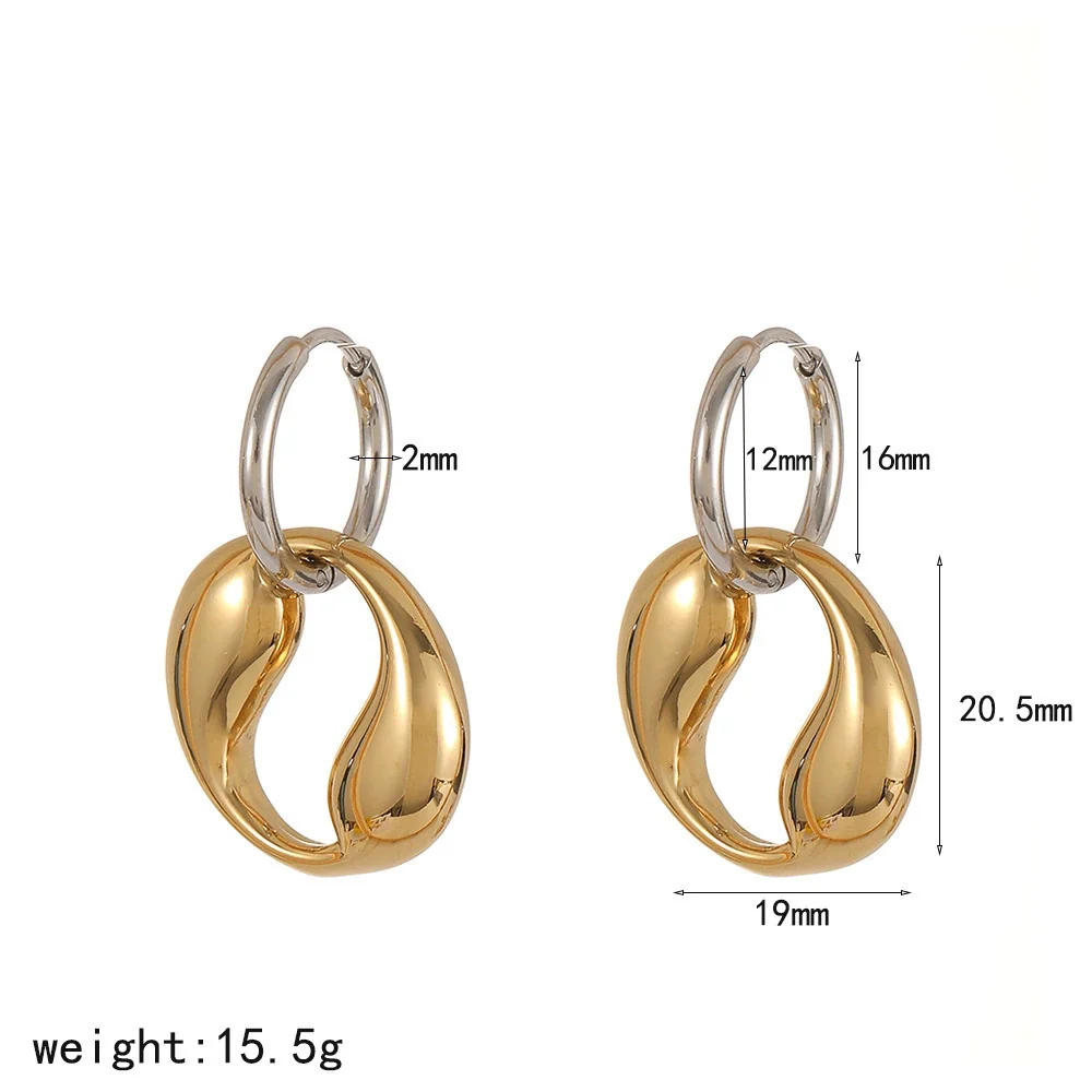 Wholesale Women's Geometric Stainless Steel Earrings With Pvd Furnace Vacuum Real Gold Plating - Image 5