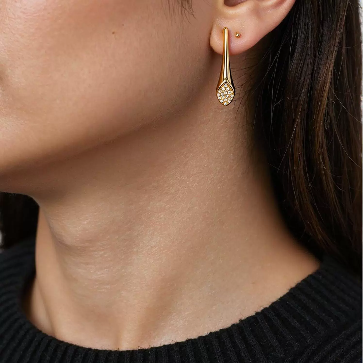 Wholesale Women's Geometric Stainless Steel Earrings With Wing Texture Pvd Furnace Vacuum Real Gold Plating - Image 3