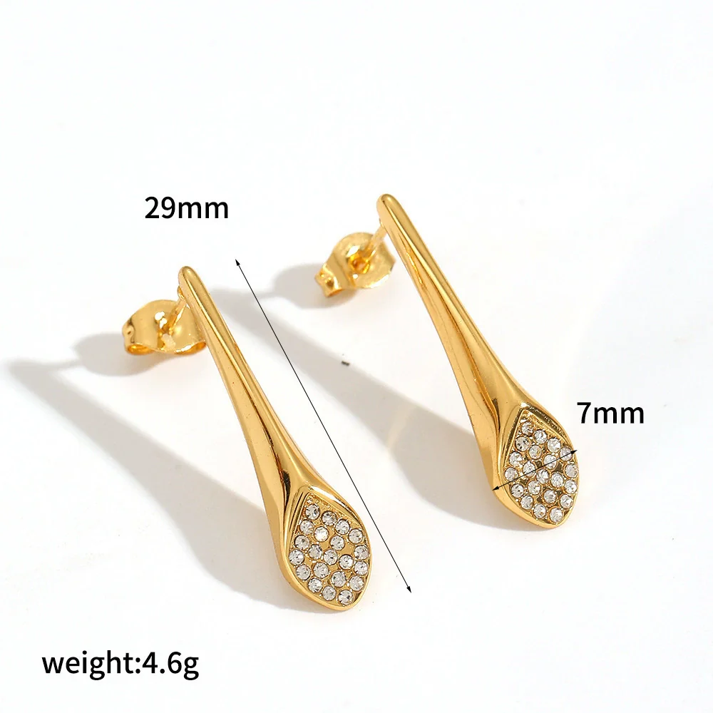Wholesale Women's Geometric Stainless Steel Earrings With Wing Texture Pvd Furnace Vacuum Real Gold Plating - Image 5