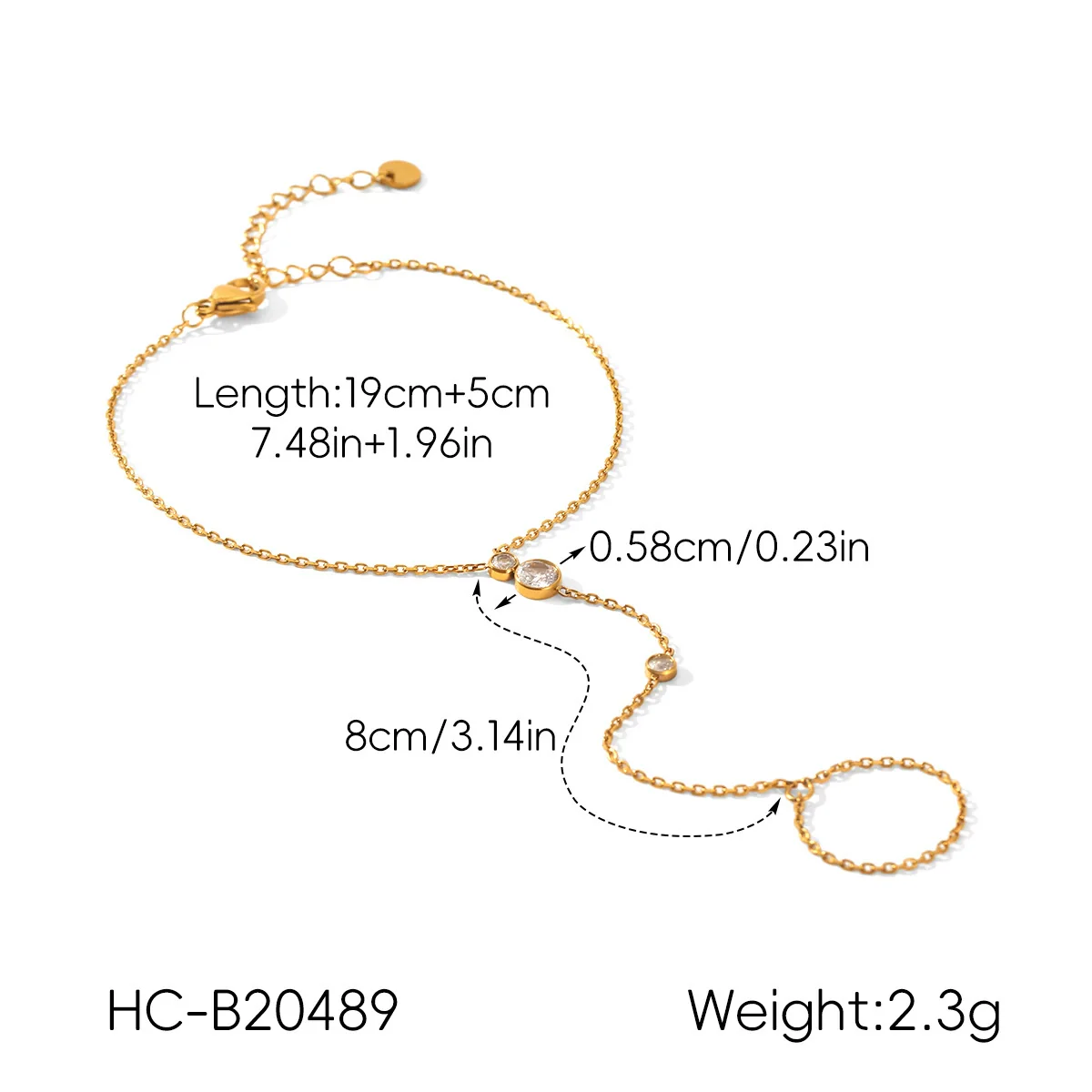 Wholesale Women's Geometric Stainless Steel Electroplated Bracelet And Finger Chain Jewelry - Image 6