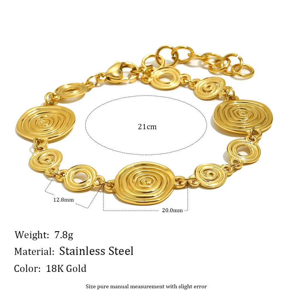 Wholesale Women's Geometric Stainless Steel Electroplated Conch Fossil Bracelet Retro Highend Hand Jewelry - Image 2