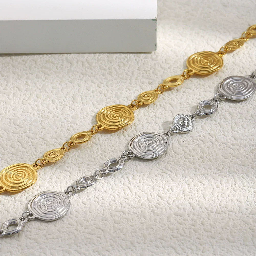 Wholesale Women's Geometric Stainless Steel Electroplated Conch Fossil Bracelet Retro Highend Hand Jewelry - Image 4
