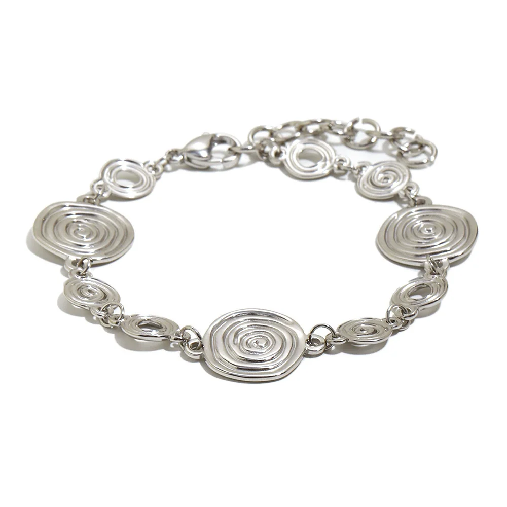 Wholesale Women's Geometric Stainless Steel Electroplated Conch Fossil Bracelet Retro Highend Hand Jewelry - Image 5