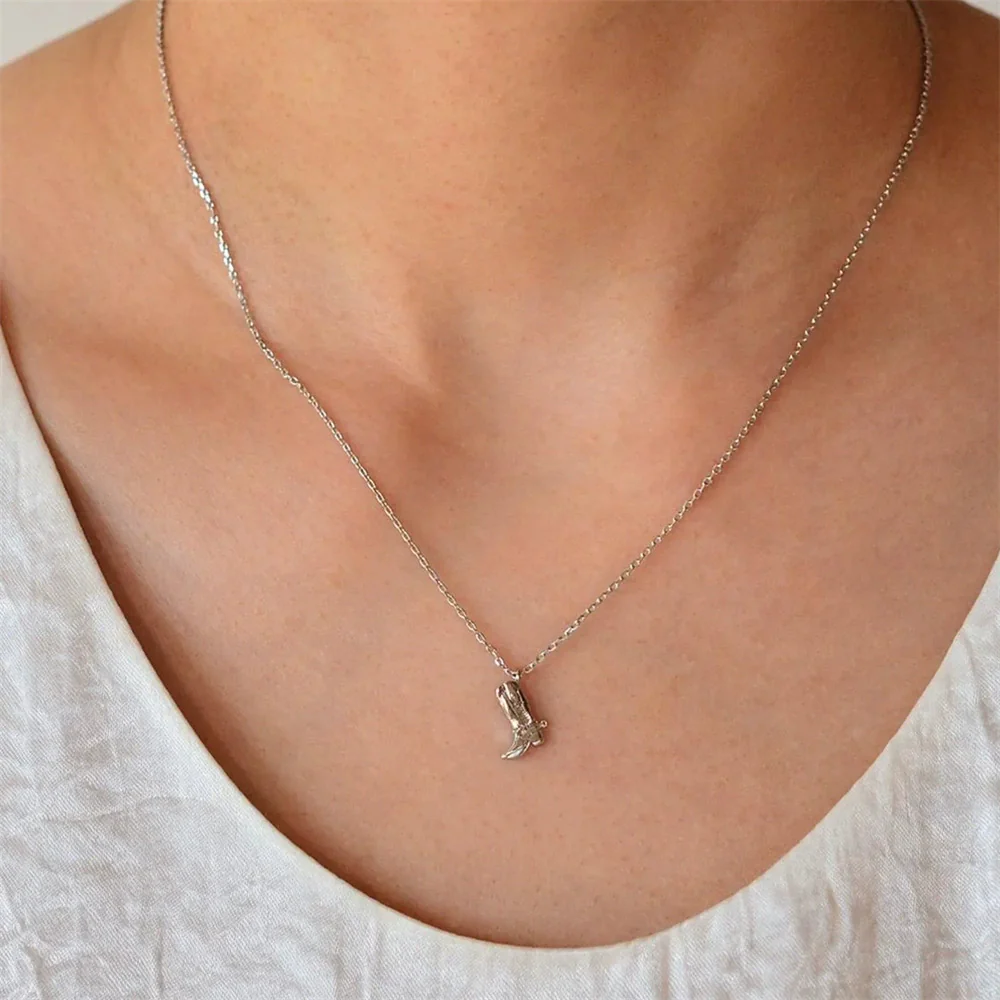 Wholesale Women's Geometric Stainless Steel Electroplated Denim Series Clavicle Chain Necklace - Image 3
