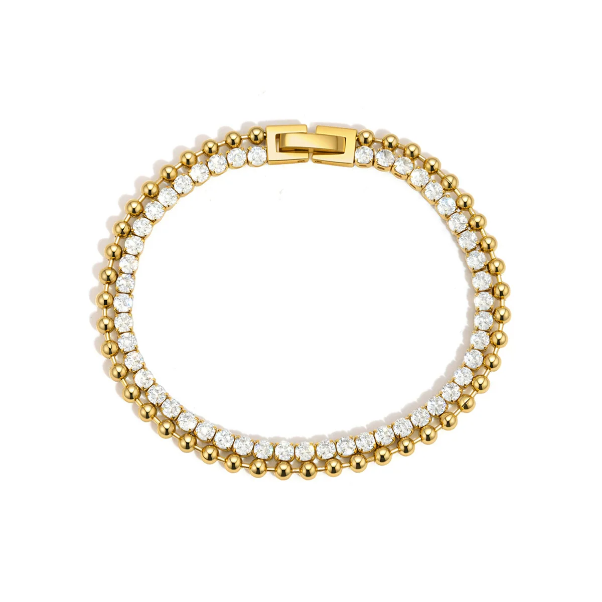 Wholesale Women's Geometric Stainless Steel Electroplated Doublelayer Zircon Bracelet Jewelry Accessories - Image 5